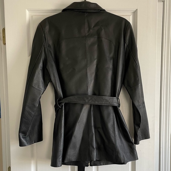 Worthington Leather Coat w/ belt - Picture 2 of 5
